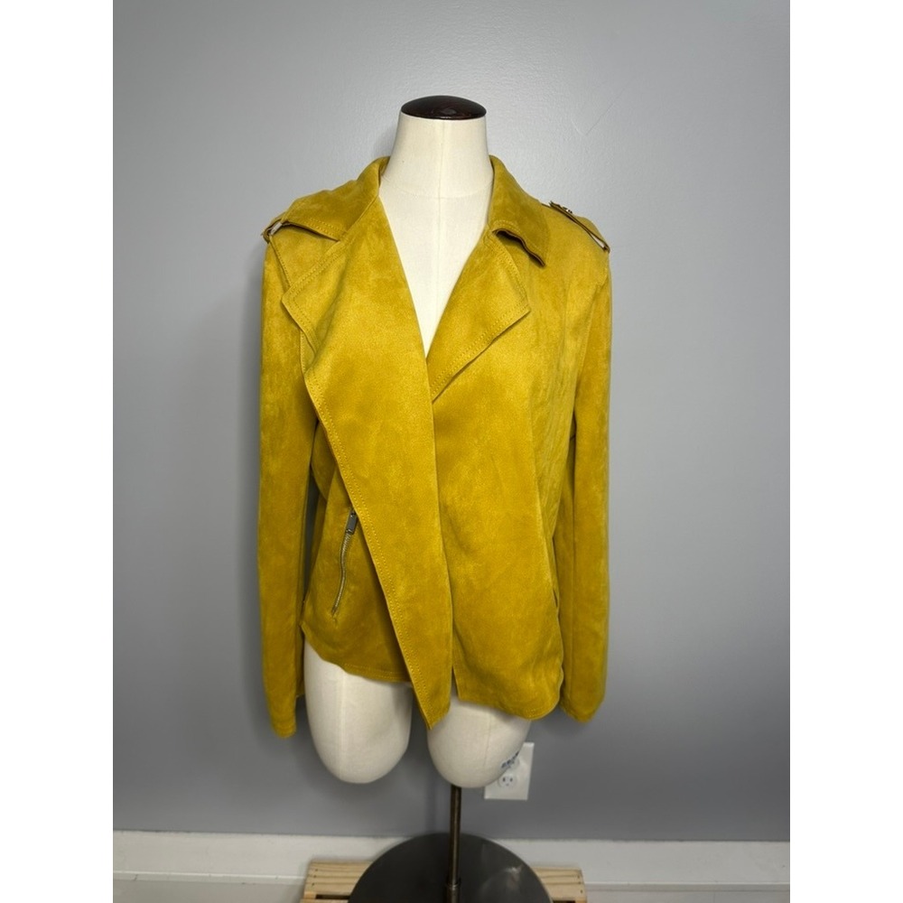 Philosophy Republic Clothing Faux Suede Moto Jacket Mustard Yellow Large